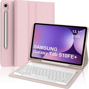 Samsung Galaxy Tab S10 Fe Plus 13.1 Inç 2025 Uyumlu Tablet Klavyeli Kılıf Kablosuz Bluetooth Kalem Bölmeli Q Türkçe Klavyeli Tablet Kılıfı - SM-X520 X526C X526B