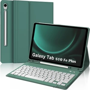 Samsung Galaxy Tab S10 Fe Plus 13.1 Inç 2025 Uyumlu Tablet Klavyeli Kılıf Kablosuz Bluetooth Kalem Bölmeli Q Türkçe Klavyeli Tablet Kılıfı - SM-X520 X526C X526B