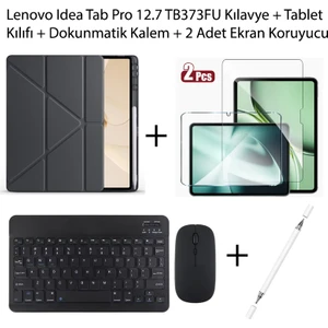 Yesnıce Lenovo Idea Tab Pro 12.7 TB373FU Uyumlu Standlı Kılıf ve Dokunmatik Kalem ve Klavye ve Mouse