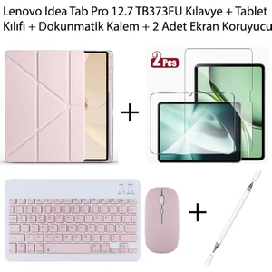 Yesnıce Lenovo Idea Tab Pro 12.7 TB373FU Uyumlu Standlı Kılıf ve Dokunmatik Kalem ve Klavye ve Mouse
