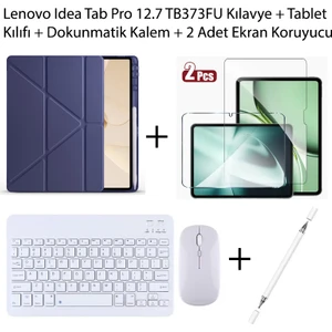 Yesnıce Lenovo Idea Tab Pro 12.7 TB373FU Uyumlu Standlı Kılıf ve Dokunmatik Kalem ve Klavye ve Mouse