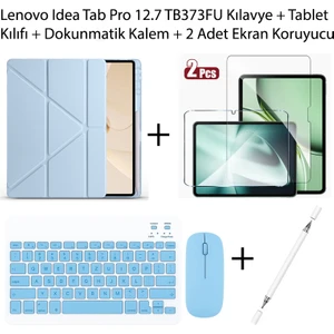 Yesnıce Lenovo Idea Tab Pro 12.7 TB373FU Uyumlu Standlı Kılıf ve Dokunmatik Kalem ve Klavye ve Mouse