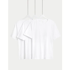 Marks & Spencer Saf Pamuklu 3'lü Yuvarlak Yaka T-Shirt Seti
