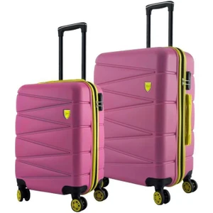 Orta Ve Kabin Boy 2'li Valiz Seti  4x2 Teker Pembe 1164
