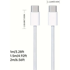Iphone 15/16/plus/pro/pro Max Uyumlu Hasır Şarj Kablosu 60W Hızlı Şarj