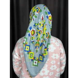 Pullu Tokat Yazması Çengelköy Deseni Eşarp - 100 x 100 cm Çeyizlik Yazma