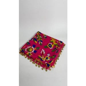 Pullu Tokat Yazması Çengelköy Deseni Eşarp - 100 x 100 cm Çeyizlik Yazma
