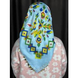 Pullu Tokat Yazması Çengelköy Deseni Eşarp - 100 x 100 cm Çeyizlik Yazma