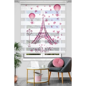 Avart Digital Paris Eiffel Baskılı Plise Zebra Perde - Dijital Baskılı Zebra Stor Perde