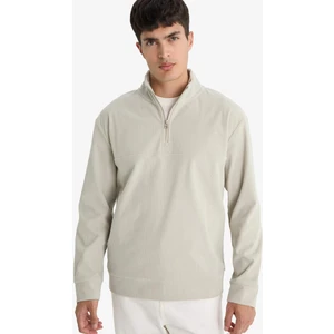Regular Fit Dik Yaka Yarım Fermuarlı Fitilli Kadife Sweatshirt E9618AX25AU