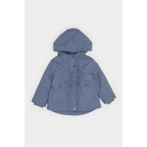 Erkek Bebek Su Geçirmez Ribana Kollu Kapüşonlu Çıtçıtlı Fonksiyonel Cepli Mont