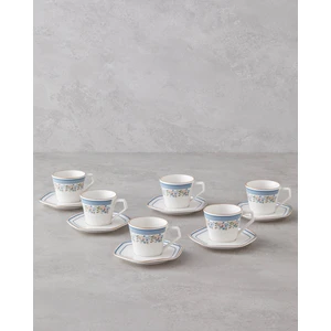 Velour Bone Porselen 12 Parça 6 Kişilik Kahve Fincan Takımı 80 ml Mavi Gold