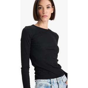 Slim Fit Dar Kesim Basic Düz Fitilli Kaşkorse Uzun Kollu Tişört E5767AX25AU