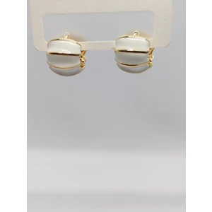 Çelik Kalın Halka Boğumlu Beyaz Küpe