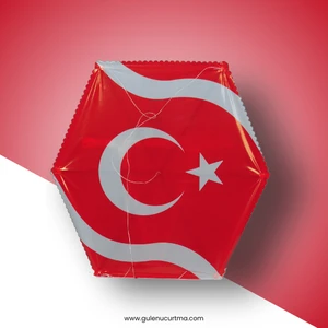Gülen Uçurtma / Naylon Altıgen Türk Bayraklı Uçurtma (Orta Boy)