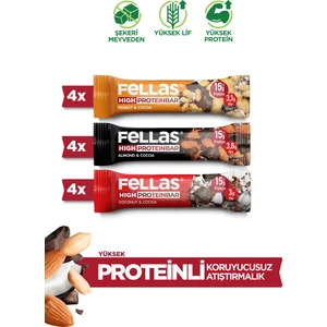 Yüksek Protein Bar 45 gr Karma Kutu 12 Adet ( 3 Çeşit)