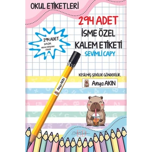 Etiket Dükkanı Okul Etiketi Kalem Etiketi Isimli Kişiye Özel Sevimli Capy 294 Adet