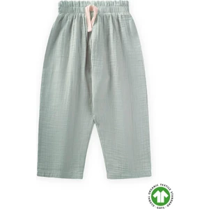 Beli Fırfırlı Geniş Kesim Müslin Pantolon 1-8 Yaş Mint Yeşili