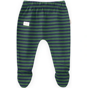 Ayaklı Bebe Pantolon 0-6 Ay Haki Lacivert Çizgili
