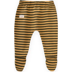 Ayaklı Bebe Pantolon 0-6 Ay Hardal Haki Çizgili