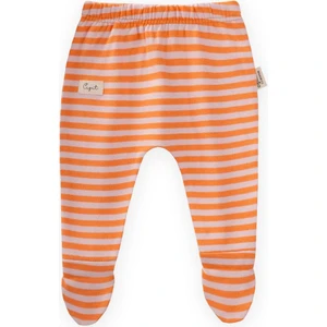 Ayaklı Bebe Pantolon 0-6 Ay Pudra Şeftali Çizgili