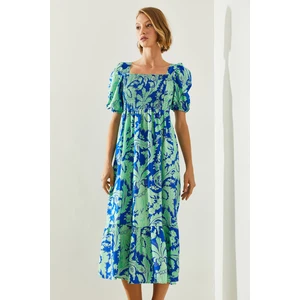 Kadın Göğsü Gipeli Karpuz Kol Viskon Elbise