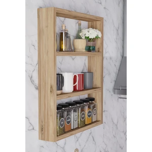 3 Katlı Duvar Rafı 43×60 cm – Mutfak Baharatlık & Kupa Düzenleyici, Banyo ve Salon Dekor Rafı