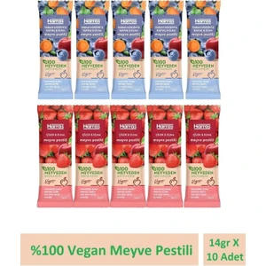 Harras Vegan Meyve Pestili Çilek Elma Yaban Mersini Havuç 14GR x 10 Adet