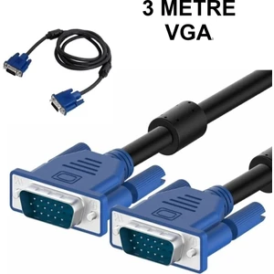 4k Destekli Çift Filtreli 3 Metre Vga Kablosu Ekran Lcd Monitör Projeksiyon Bağlantı Kablosu