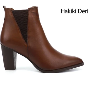 Kadın Taba Antik Topuklu Hakiki Deri Chelsea Bot