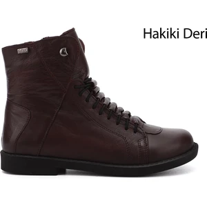 Kadın Bordo Fermuarlı Kauçuk Taban Hakiki Deri Bot