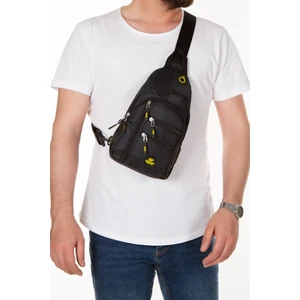 Newish Polo Erkek Kumaş USB Kulaklık Çıkışlı Bodybag Göğüs ve Omuz Çantası newpolo172 - Siyah - Sarı