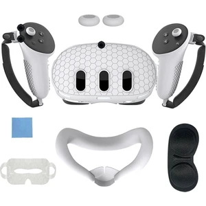 Meta Quest 3 Koruyucu Kapak Sapı Kontrol Cihazı Tutacakları, Ön Kabuk Kulaklık Kılıfı ve Yüz Kılıfı, Vr Aksesuarları-Beyaz (Yurt Dışından)