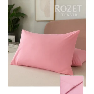 Rozet Tekstil Pembe Yastık Kılıfı Pamuk Kumaş Kapaklı (2 Adet) 50  x  70  cm
