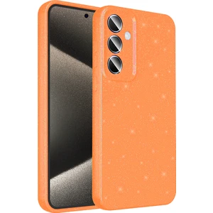 Galaxy A25 Kılıf Kamera Korumalı Simli Lüks Zore Koton Kapak - Turuncu