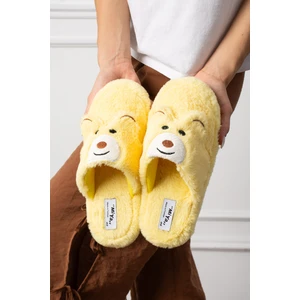 Kadın Ev Terliği Ayıcık Figürlü Peluş Ev Terliği Ses Yapmaz Taban Sıcak Şık Tasarım