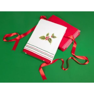 Madame Coco Elodie Nakışlı 2'Li Yüz Havlu Seti - Beyaz/Kırmızı