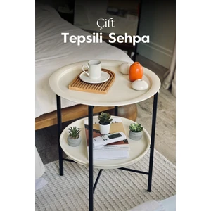 He Dizayn Aksesuar Katlanır Çift Tepsili Sehpa