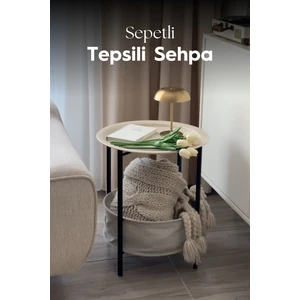 He Dizayn Aksesuar Sepetli Tepsili Sehpa