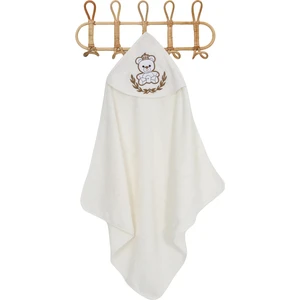 %100 Pamuk Yenidoğan Bebek Kundak Nakışlı Banyo Havlusu Krem