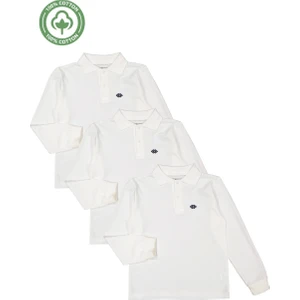 Kız Erkek Çocuk Polo Yakalı Uzun Kollu Okul Tişört 3'lü Set - Çocuk Giyim