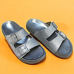 Simli Tokalı Gümüş Ortopedik Bayan Terliği