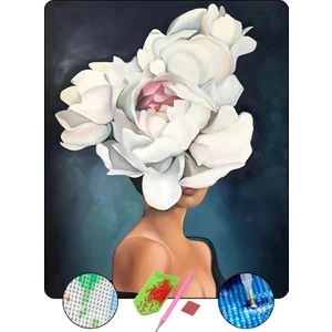 HONDEP 5D Elmas Boyama Seti – Çiçekli Kadın | 40x50 cm - Tuvale Gerili Diamond Painting Sayılarla Boyama Mozaik Tablo