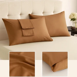 Rozet Tekstil Kahverengi Yastık Kılıfı Pamuk Kumaş Kapaklı (2 Adet) 50 x 70 cm