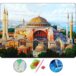 HONDEP 5D Elmas Boyama Seti – Ayasofya Camii | 40x50 cm - Tuvale Gerili Diamond Painting Sayılarla Boyama Mozaik Tablo