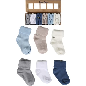 Organik Pamuklu 6'lı Yenidoğan Erkek Bebek Çorap