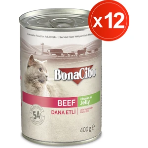 Jöleli Dana Etli Yaş Kedi Maması, 400 gr x 12 Adet, Tüm Irklar Için, Doğal, Şeker Içermez