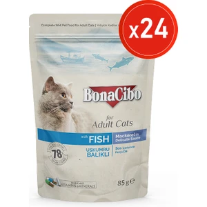 Soslu Uskumru Balıklı Pouch Yaş Kedi Maması, 85 gr x 24 Adet, Tüm Irklar Için, Doğal, Şeker Içermez