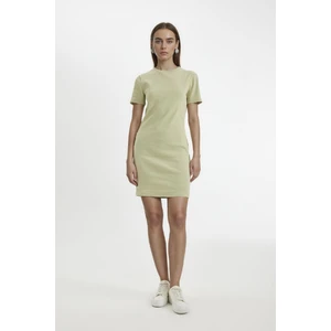 Coool Bodycon Vücudu Saran Bisiklet Yaka Fitilli Kaşkorse Kısa Kollu Mini Elbise C1503AX24SP