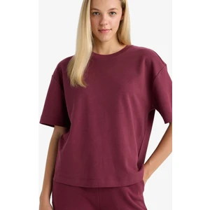 Oversize Geniş Kalıp Bisiklet Yaka Basic Düz Kısa Kollu Tişört C7630AX25AU